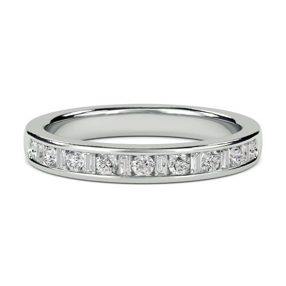 0.35ct VS/E-F 3mm Petite Round and Baguette Diamond Eternity Ring