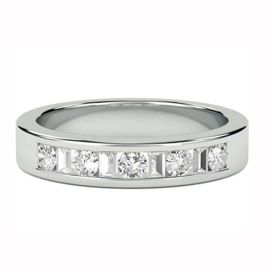 0.50ct VS/E-F 3.5mm Round and Baguette Diamond Eternity Ring