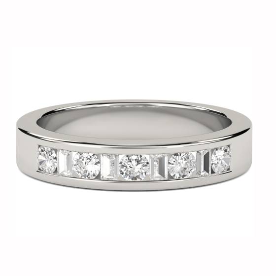 0.50ct VS/E-F 3.5mm Round and Baguette Diamond Eternity Ring