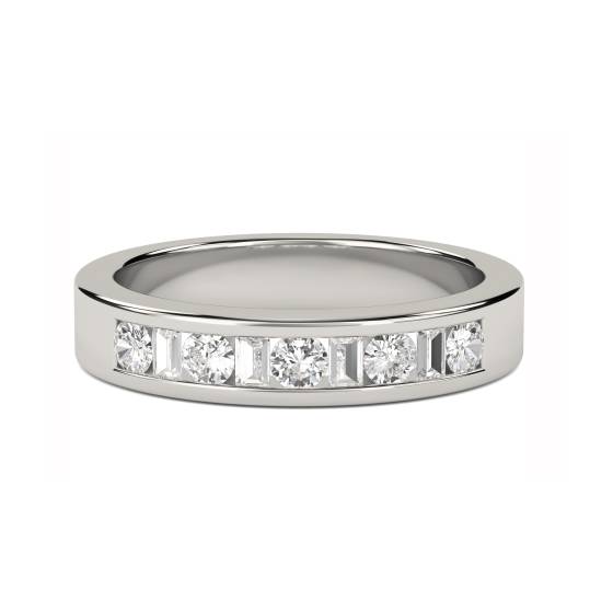 0.50ct VS/E-F 3.5mm Round and Baguette Diamond Eternity Ring