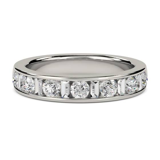 0.75ct VS/E-F 4mm Round and Baguette Diamond Eternity Ring