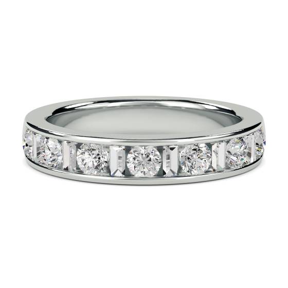 0.75ct VS/E-F 4mm Round and Baguette Diamond Eternity Ring