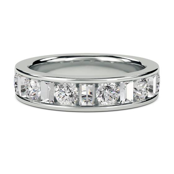 1.00ct VS/E-F Round and Baguette Diamond Eternity Ring