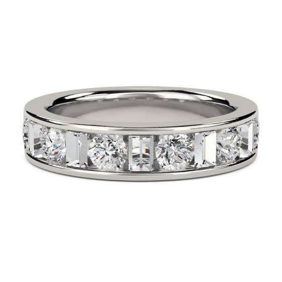 1.00ct VS/E-F Round and Baguette Diamond Eternity Ring