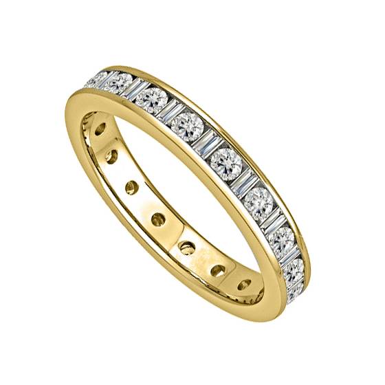 1.03ct SI/E-F Round and Baguette Diamond Full Eternity Ring