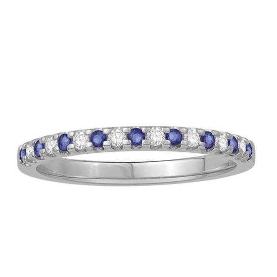 0.15ct VS/E-F 2mm Blue Sapphire and Diamond Eternity Ring