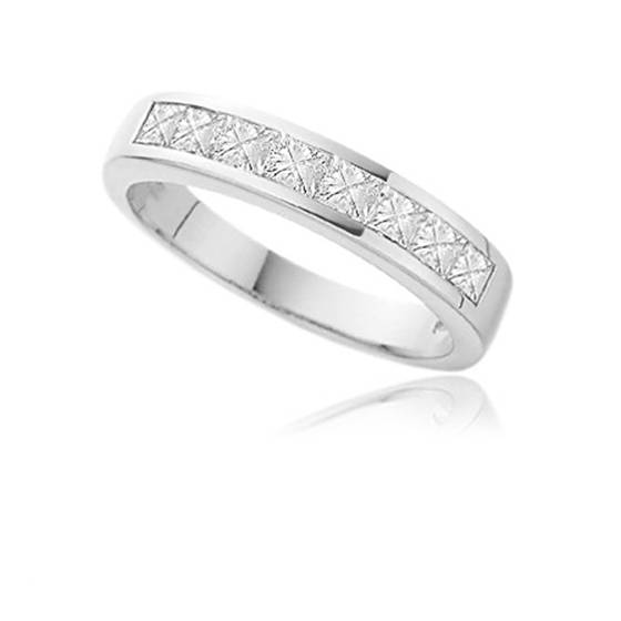 0.75ct SI/F-G Princess Diamond Half Eternity Ring