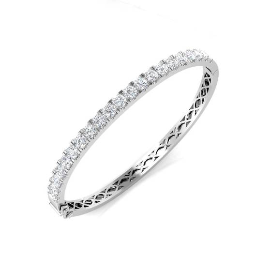 3.95ct SI1/G Round cut Diamonds Fancy Bangle in 18k White Gold