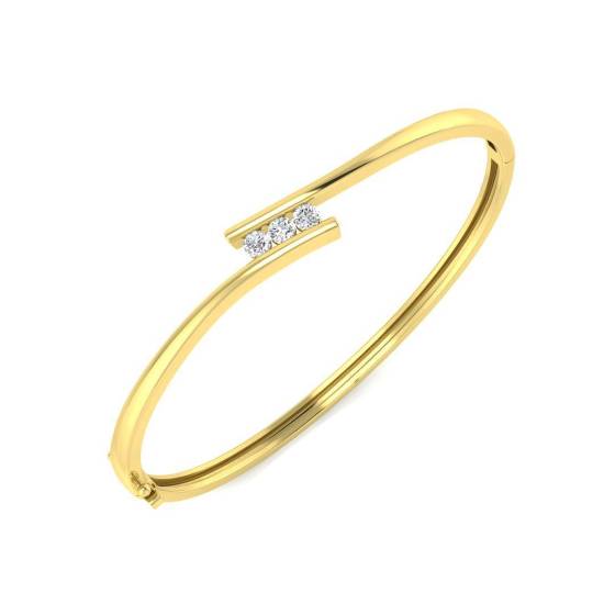 0.36ct SI2/G Round cut Diamonds 3 Stone Bangle in 9k Yellow Gold