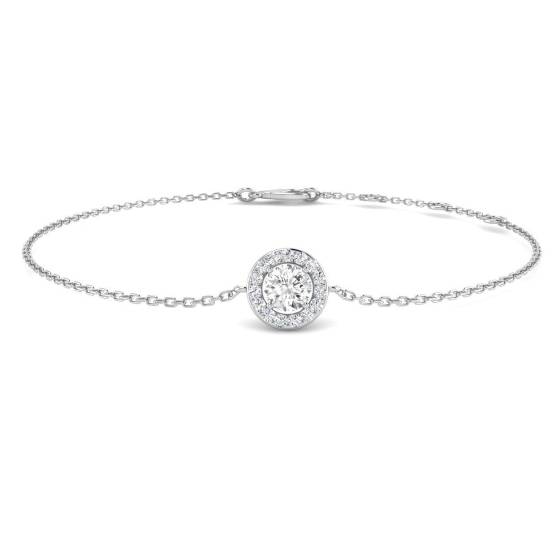 0.29ct SI2/G Round cut Diamonds Halo Bracelet in 9k White Gold