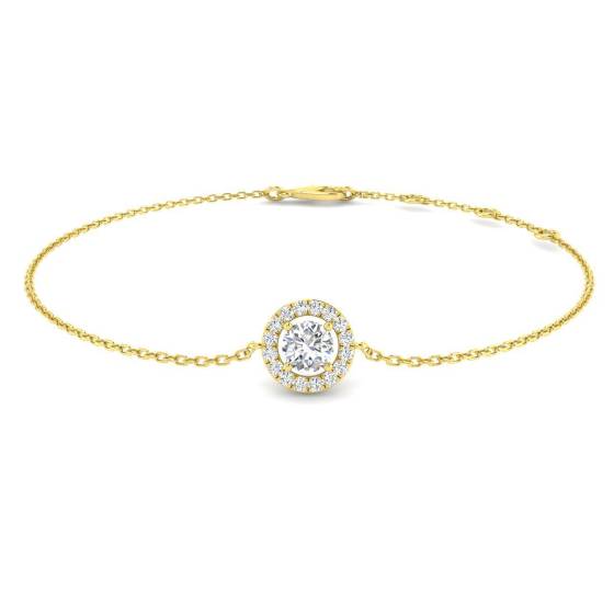 0.39ct SI2/G Round cut Diamonds Halo Bracelet in 9k Yellow Gold