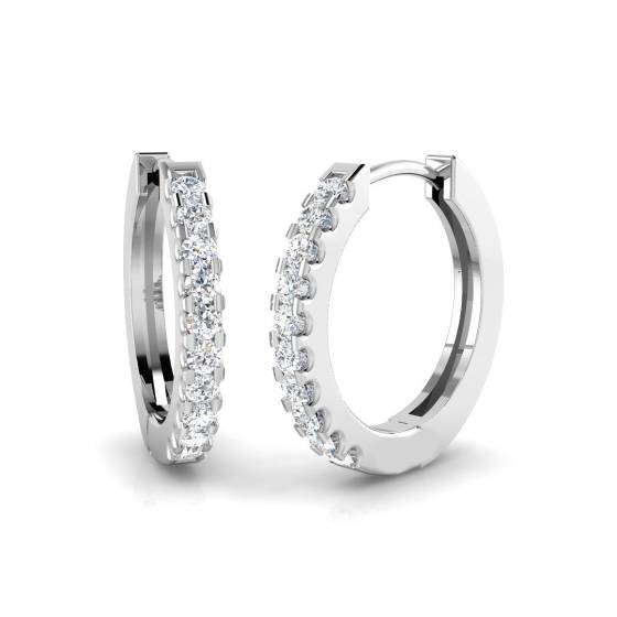 0.19ct I1/G Round cut Diamond Hoop Earrings in 18k White Gold