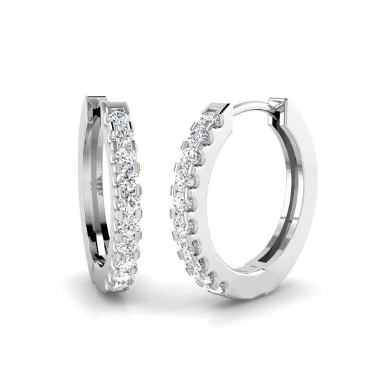 0.19ct SI2/G Round cut Diamond Hoop Earrings in 9k White Gold