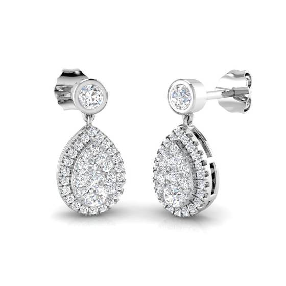 0.61ct SI2/G Round cut Diamond Drop Earrings in 9k White Gold