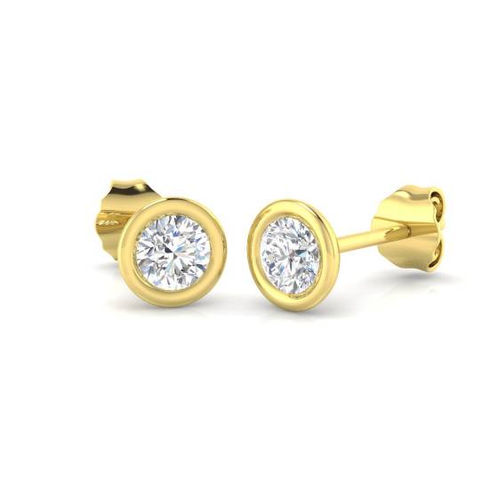 0.57ct VS/F Round cut Lab Grown Diamond Stud Earrings in 9k Yellow Gold