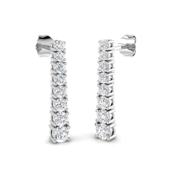 1.09ct SI2/G Round cut Diamond Drop Earrings in 18k White Gold