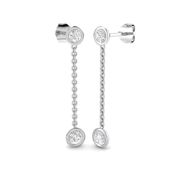 0.53ct SI2/G Round cut Diamond Designer Earrings in 18k White Gold