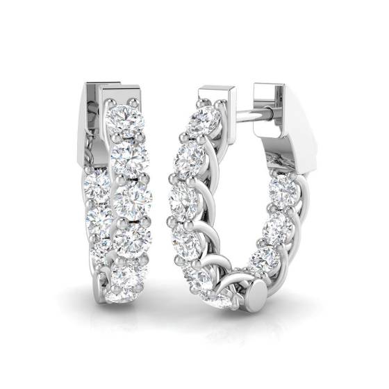 2.04ct SI2/G Round cut Diamond Hoop Earrings in 18k White Gold