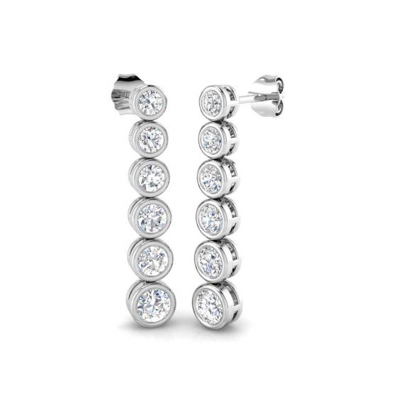 2.06ct VS/F Round cut Labgrown Diamond Drop Earrings in 18k White Gold