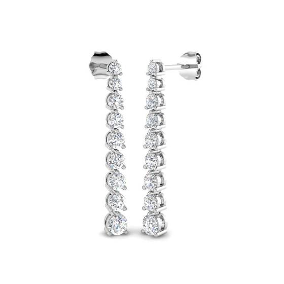 1.46ct VS/F Round cut Labgrown Diamond Drop Earrings in 9k White Gold