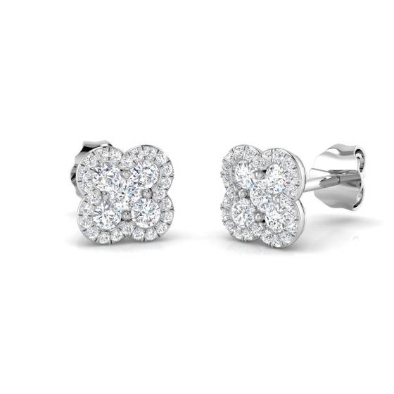 0.67ct VS/F Round cut Lab Grown Diamond Clover Earrings in 9k White Gold