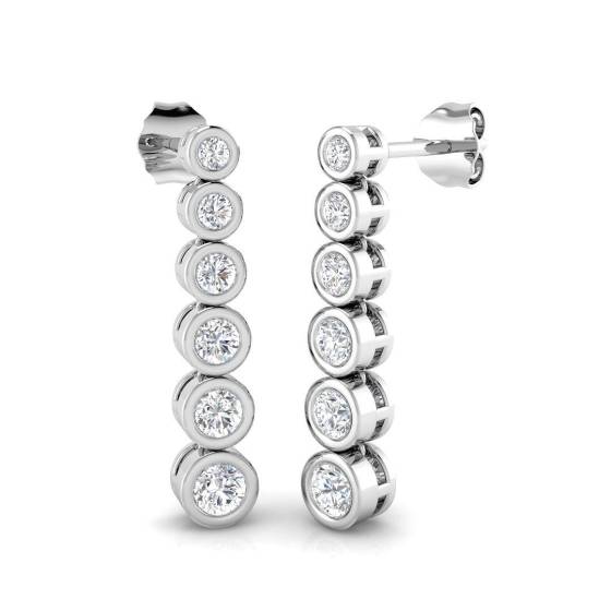 0.75ct SI2/G Round cut Diamond Drop Earrings in 18k White Gold