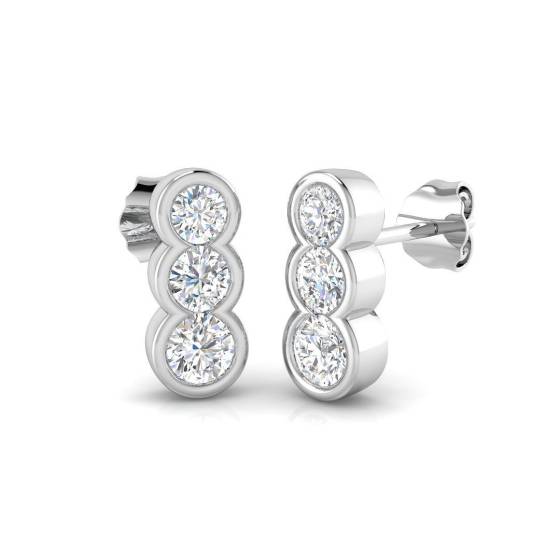 0.92ct SI2/G Round cut Diamond Drop Earrings in 18k White Gold