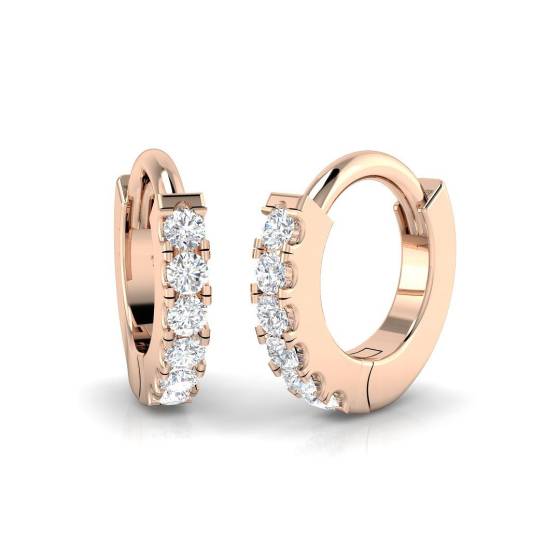 0.06ct SI2/G Round cut Diamond Hoop Earrings in 9k Rose Gold