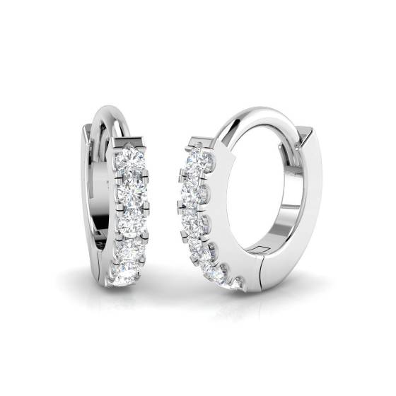 0.06ct SI2/G Round cut Diamond Hoop Earrings in 18k White Gold