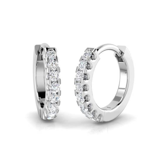 0.07ct VS/F Round cut Labgrown Diamond Hoop Earrings in 9k White Gold