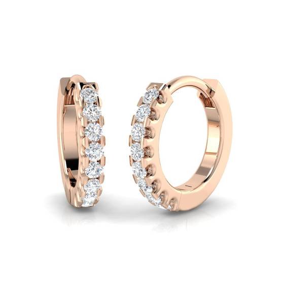 0.07ct SI2/G Round cut Diamond Hoop Earrings in 9k Rose Gold