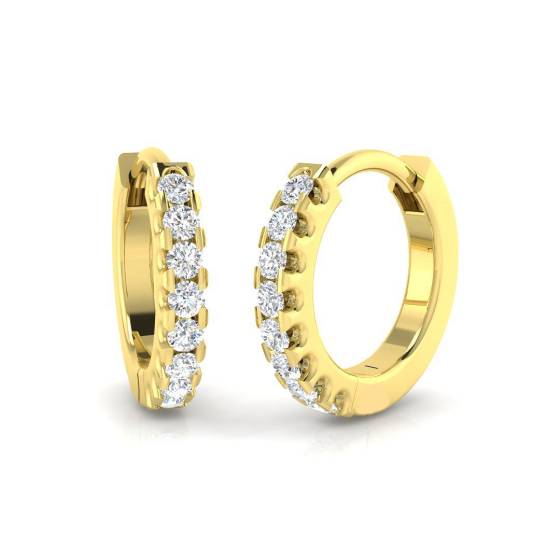 0.07ct SI2/G Round cut Diamond Hoop Earrings in 18k Yellow Gold