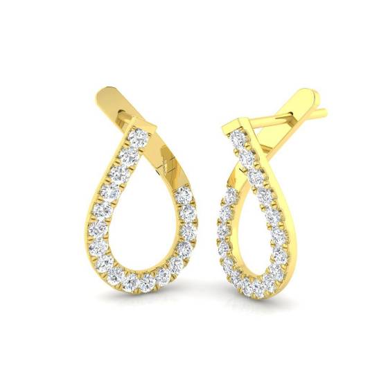 1.03ct SI2/G Round cut Diamond Hoop Earrings in 18k Yellow Gold