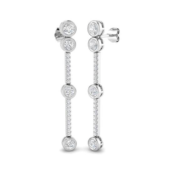 1.57ct SI1/G Round cut Diamond Drop Earrings in 18k White Gold