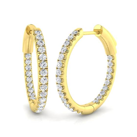 0.45ct SI2/G Round cut Diamond Hoop Earrings in 18k Yellow Gold