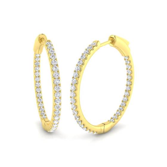 0.62ct SI1/G Round cut Diamond Hoop Earrings in 18k Yellow Gold