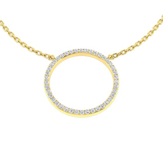 0.15ct SI2/G Round cut Diamond Circle of Life Necklace in 9k Yellow Gold