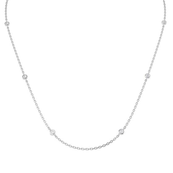 1.14ct VS/F Round cut Lab Grown Diamond Spectacle Necklace in 9k White Gold