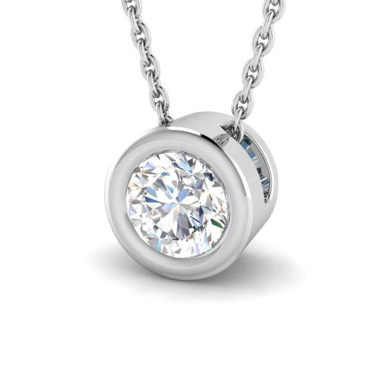 0.47ct I1/G Round cut Diamond Solitaire Pendant in 18k White Gold