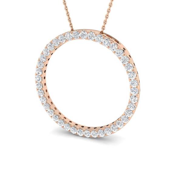 1.04ct SI1/G Round cut Diamond Circle of Life Pendant in 18k Rose Gold