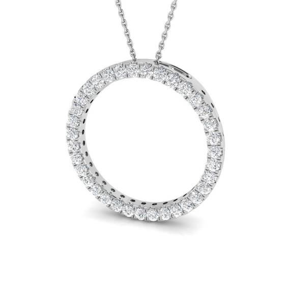 0.76ct SI2/G Round cut Diamond Circle of Life Pendant in 18k White Gold