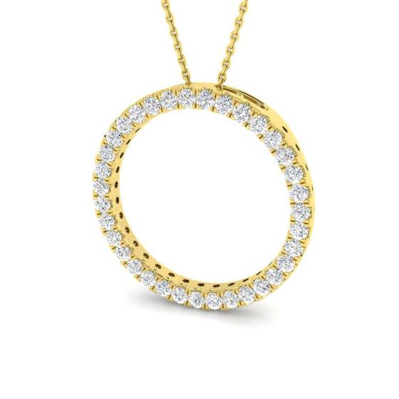 0.76ct SI2/G Round cut Diamond Circle of Life Pendant in 18k Yellow Gold