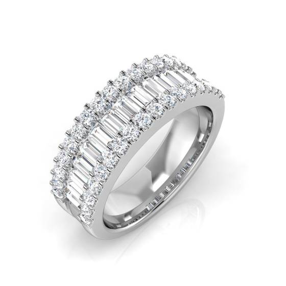 1.33ct SI1/G Baguette cut Diamond Designer Ring in Platinum