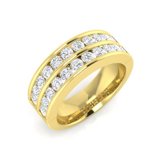 1.00ct VS/F Round cut Labgrown Diamond Half Eternity Ring in 9k Yellow Gold