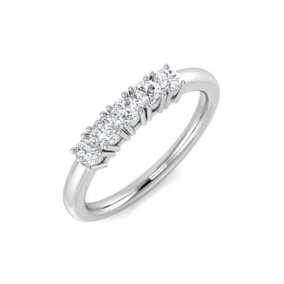 0.33ct SI1/G Round cut Diamond 5 Stone Ring in 18k White Gold