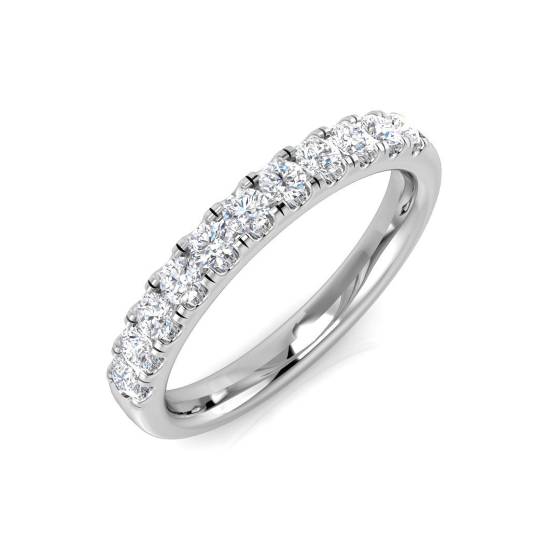 0.40ct VS/F Round cut Lab Grown Diamond Half Eternity Ring in 9k White Gold