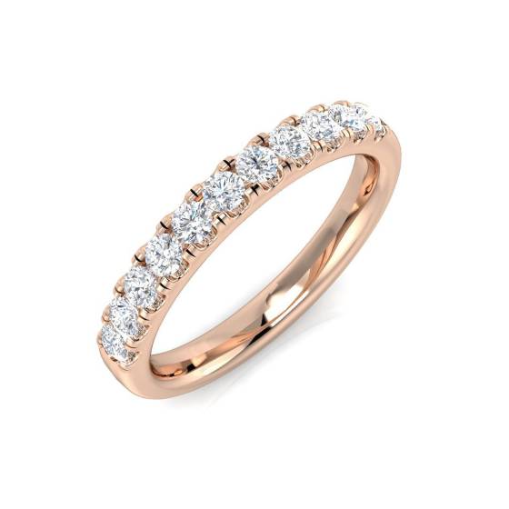 0.40ct SI1/G Round cut Diamond Half Eternity Ring in 18k Rose Gold