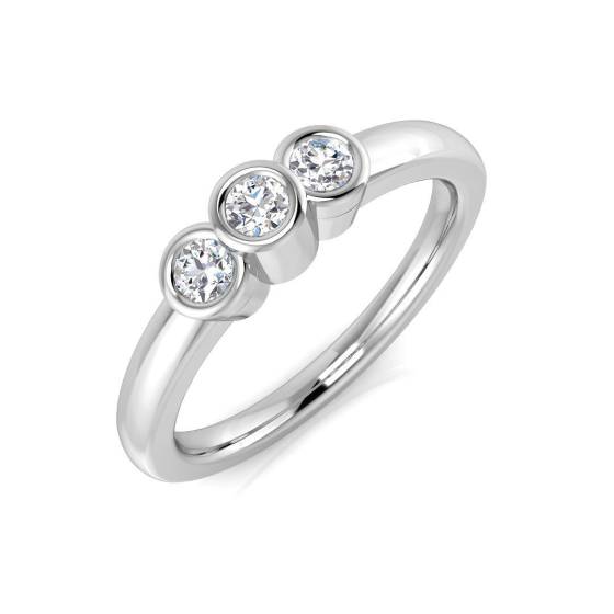 0.23ct VS/F Round cut Labgrown Diamond 3 Stone Ring in 9k White Gold