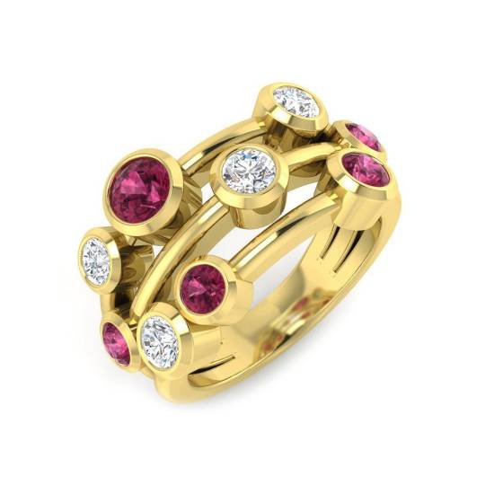 1.60ct SI2/G Round cut Pink Tourmaline Gemstone Ring in 9k Yellow Gold