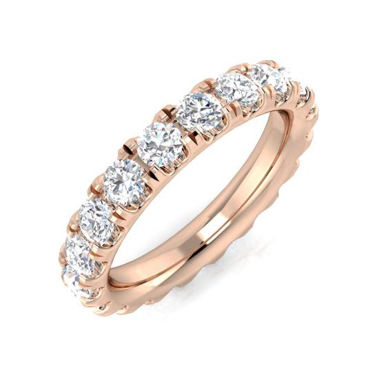 2.00ct SI1/G Round cut Diamond Full Eternity Ring in 18k Rose Gold